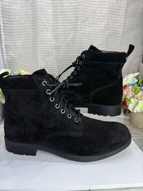 (P6) 206 COLLECTIVE Men's Heritage Casual Black Suede Lace-Up Hiking Boots,Sz 12